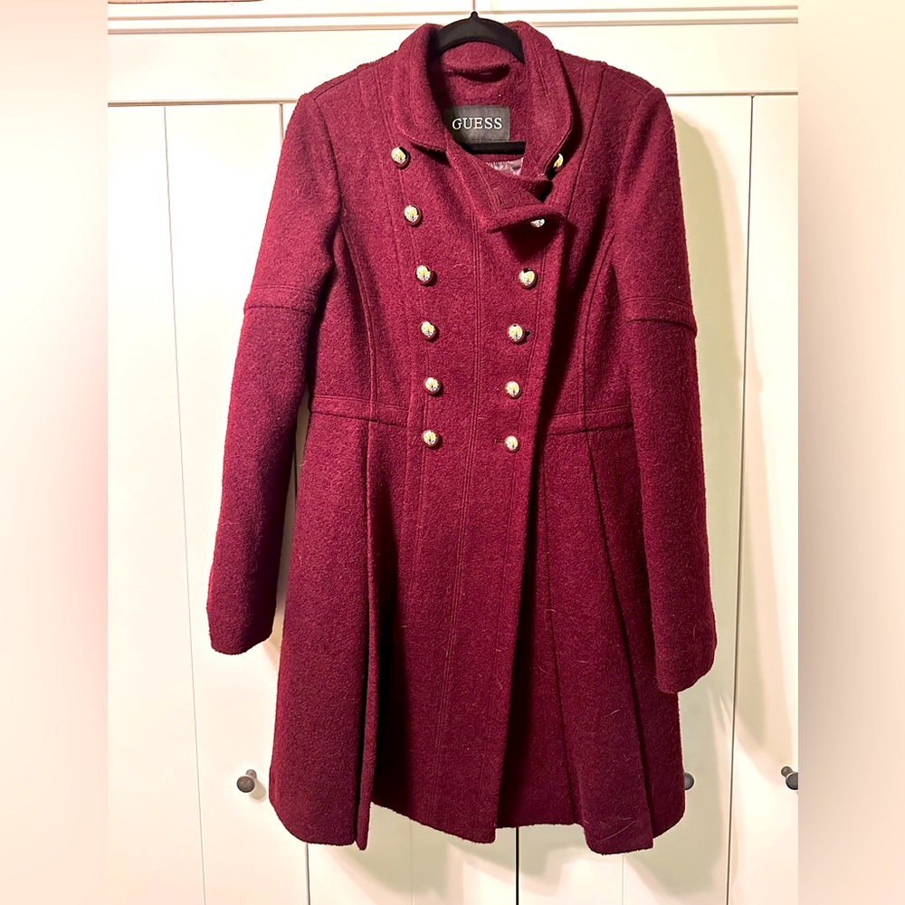 Guess Maroon Pea Coat